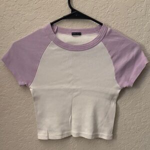 Brandy Melville Lavender and White Crop Top